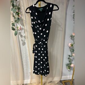 Ralph Lauren Black Midi Dress with White Polka Dots